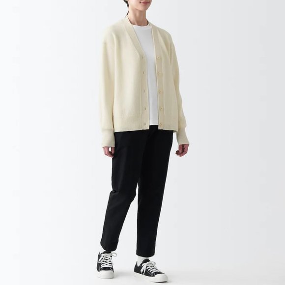 MUJI Camel Blend Wool V-Neck Cardigan - Picture 2 of 7